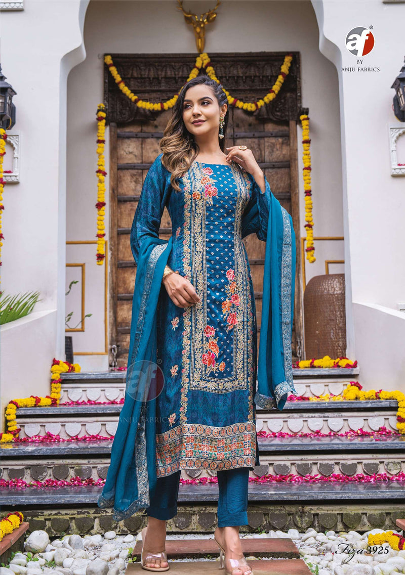 Anju Fabrics Fiza Vol 2 Dola Jacquard Designer Festiv Wear Kurti Pant Dupatta Set