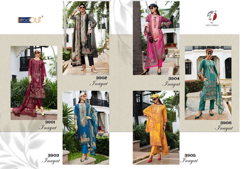 Anju Fabrics Inayat Tissue Digital Print Kurti Pant Dupatta Set