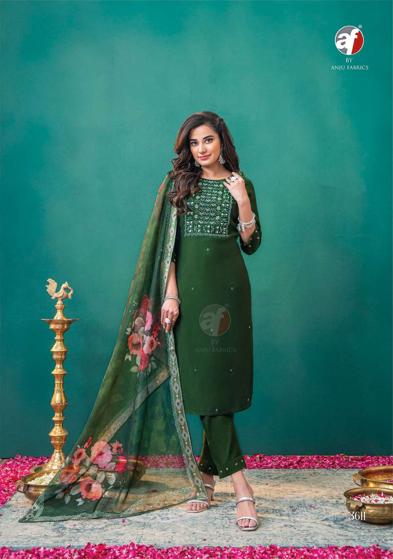 Anju Fabrics Nakhrali Vol 5 Modal Silk Designer Kurti Pant Dupatta Set
