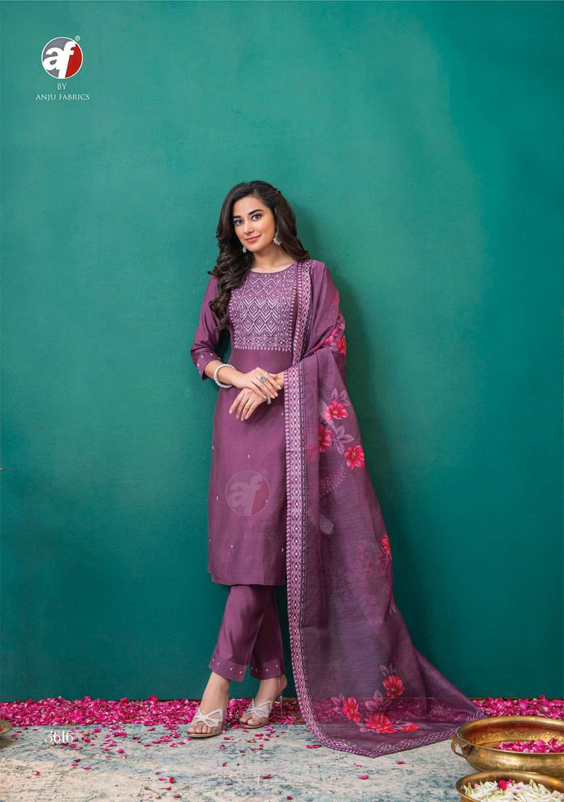 Anju Fabrics Nakhrali Vol 5 Modal Silk Designer Kurti Pant Dupatta Set