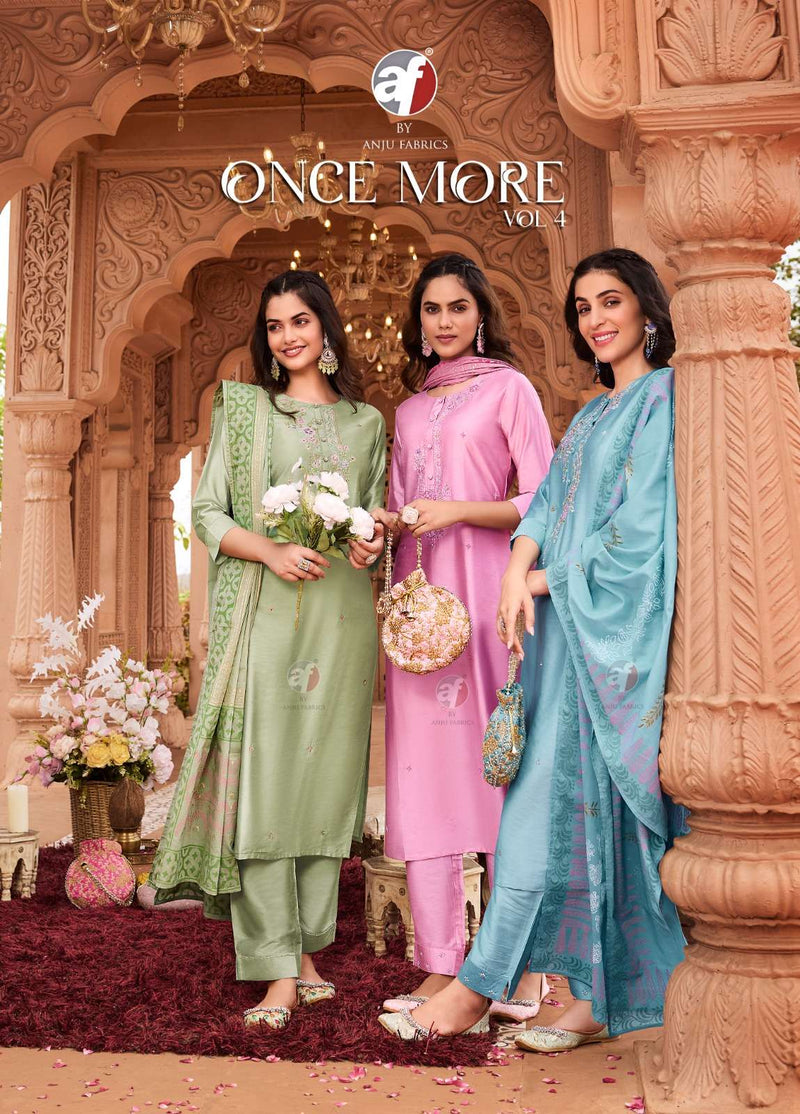 Anju Fabrics Once More Vol 4 Viscose Designer Kurti Pant With Dupatta