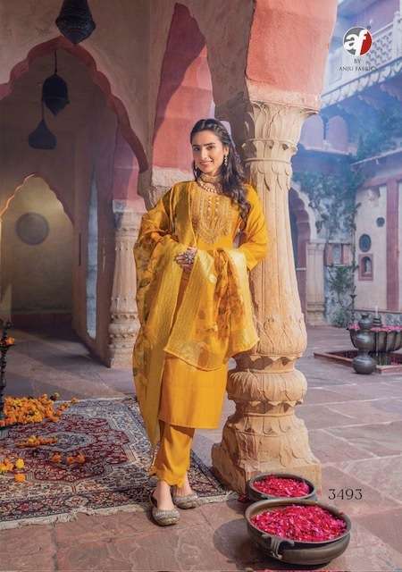 Anju Fabrics Sangeet Vol 5 Pure Viscose With Jacquard Digital Print Dupatta Heavy Designer Suit