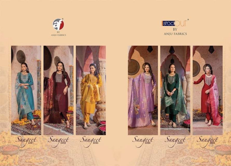 Anju Fabrics Sangeet Vol 5 Pure Viscose With Jacquard Digital Print Dupatta Heavy Designer Suit