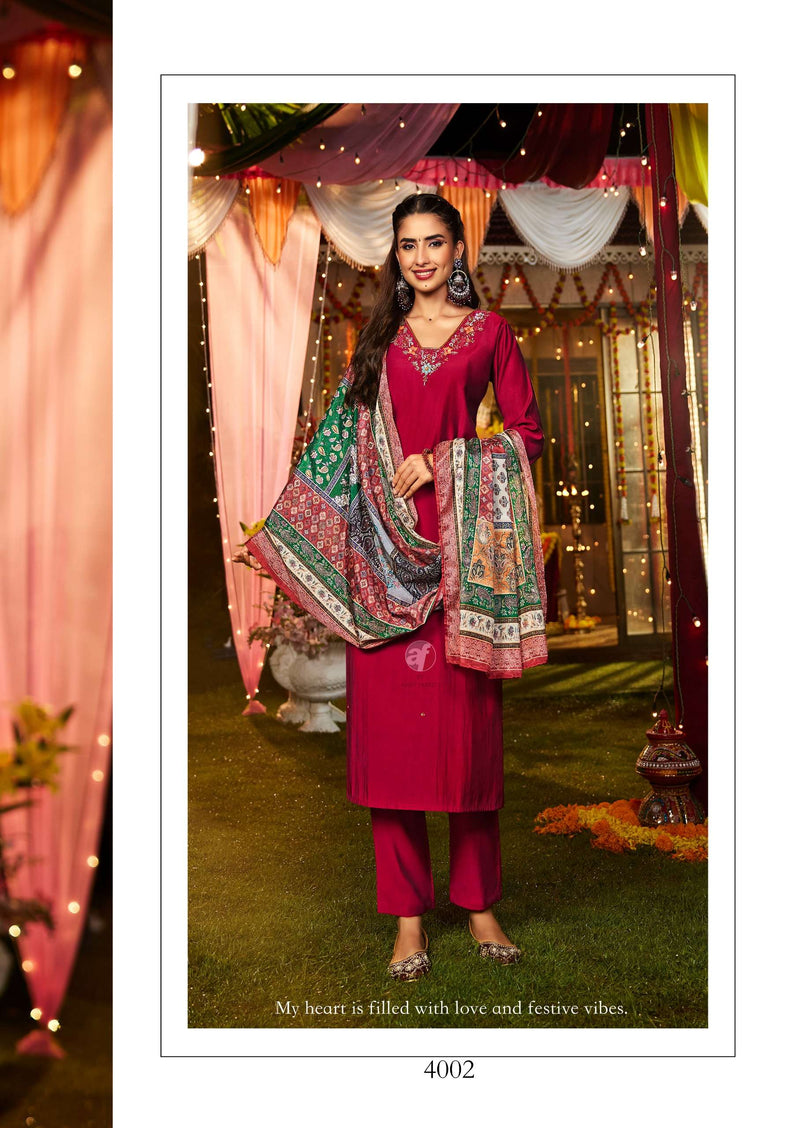 Anju Fabrics Shararat Vol 8 Modal Silk Festiv Wear Kurti Pant Dupatta Set