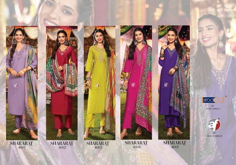 Anju Fabrics Shararat Vol 8 Modal Silk Festiv Wear Kurti Pant Dupatta Set