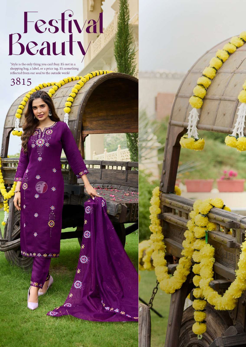 Anju Fabrics Tyohaar Vol 2 Viscose Bamber With Slub Festival Wear Kurti Pant Dupatta Set