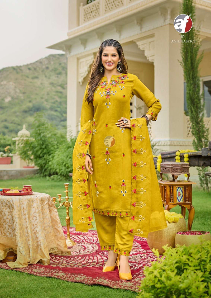 Anju Fabrics Tyohaar Vol 2 Viscose Bamber With Slub Festival Wear Kurti Pant Dupatta Set