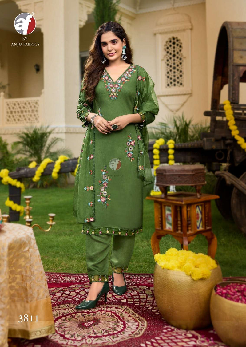 Anju Fabrics Tyohaar Vol 2 Viscose Bamber With Slub Festival Wear Kurti Pant Dupatta Set