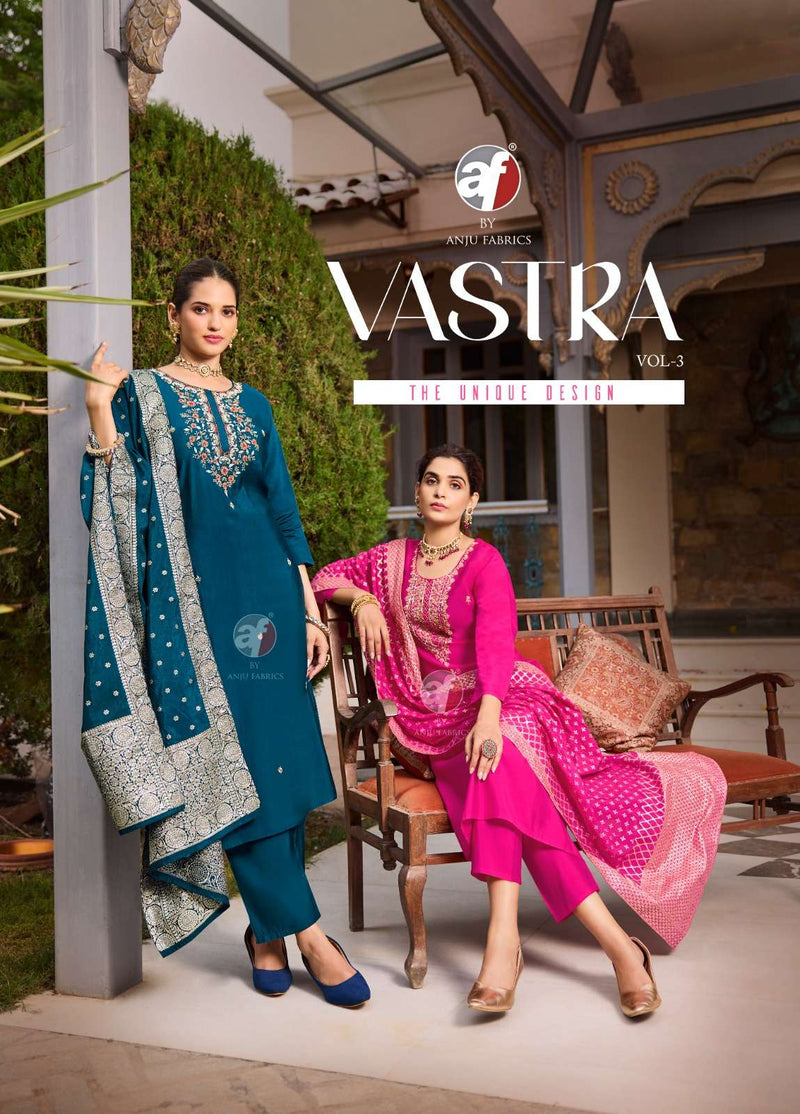 Anju Fabrics Vastra Vol 3 Silk Designer Kurti Pant Jacquard Dupatta Set