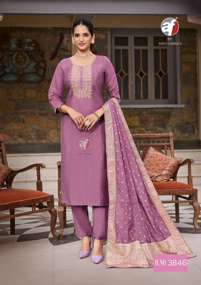 Anju Fabrics Vastra Vol 3 Silk Designer Kurti Pant Jacquard Dupatta Set