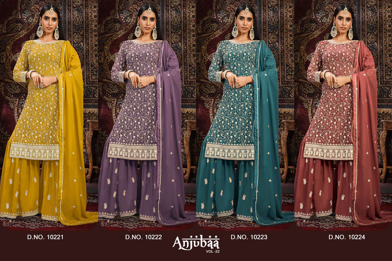 Anjubaa Vol 22 Faux Georgette Fancy Work Sharara Style Salwar Kameez