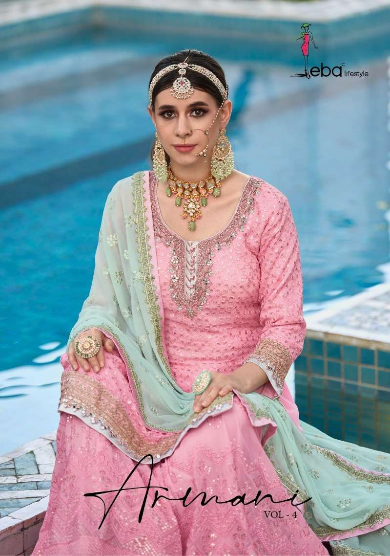 Armani Vol 4 By Eba Lifestyle Georgette Sharara Style Salwar Kameez