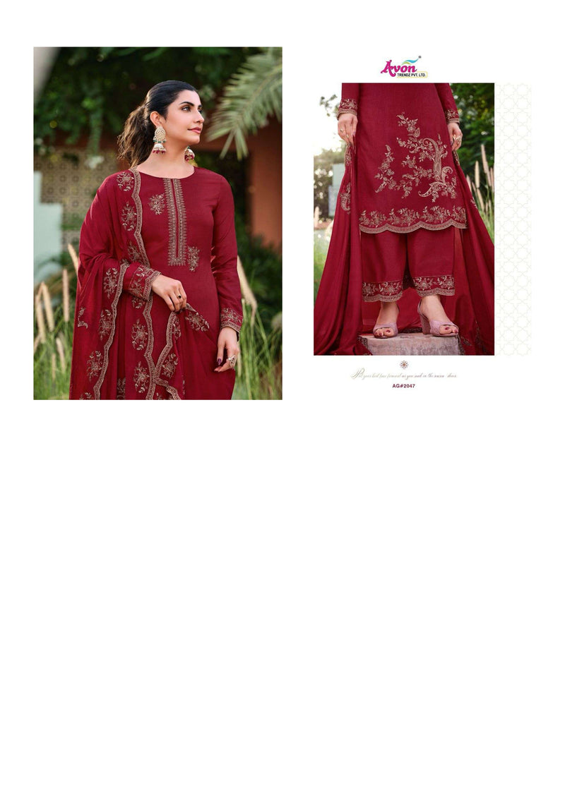 Avon Trendz Aangan Russian Silk Embroidery Designer Salwar Suit