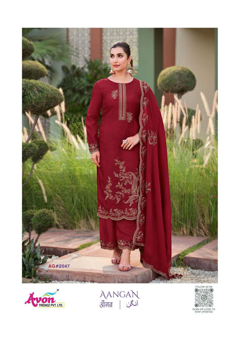 Avon Trendz Aangan Russian Silk Embroidery Designer Salwar Suit