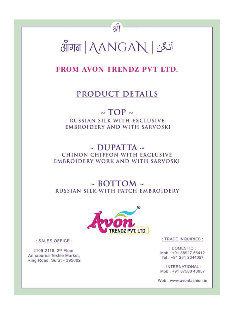 Avon Trendz Aangan Russian Silk Embroidery Designer Salwar Suit