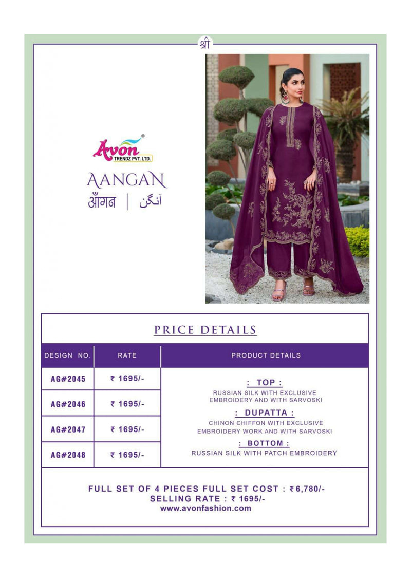 Avon Trendz Aangan Russian Silk Embroidery Designer Salwar Suit