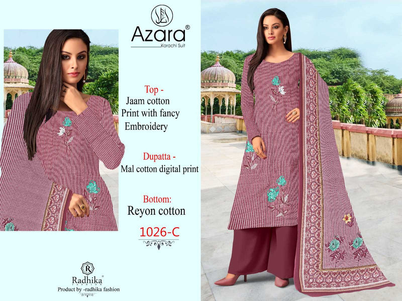 Radhika Creation Azara 1026 Cotton Designer Print With Fancy Emroidery Unstitched Salwar Suit