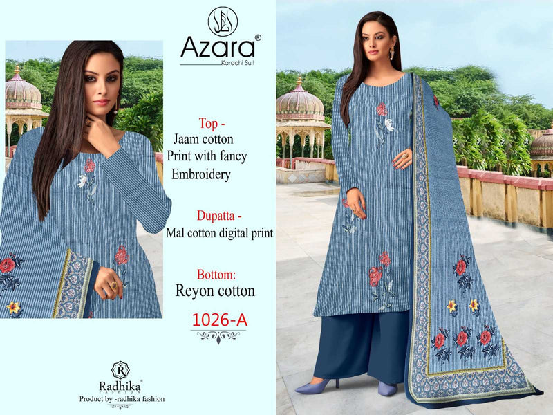 Radhika Creation Azara 1026 Cotton Designer Print With Fancy Emroidery Unstitched Salwar Suit