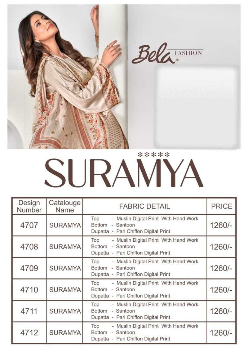 Bela Fashion Suramya Muslin Digital Print Fancy Wear Salwar Suit