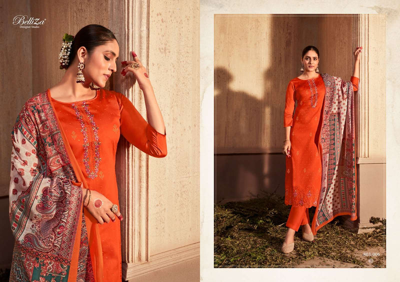 Belliza Designer Gulzaar Amazing Work Cotton Dress