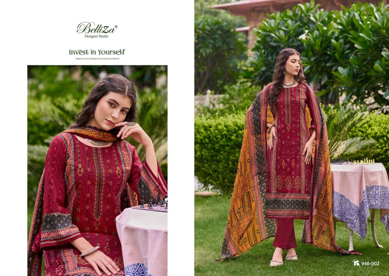 Belliza Designer Studio Bin Saeed Vol 5 Cotton Embroidery Designer Salwar Suit