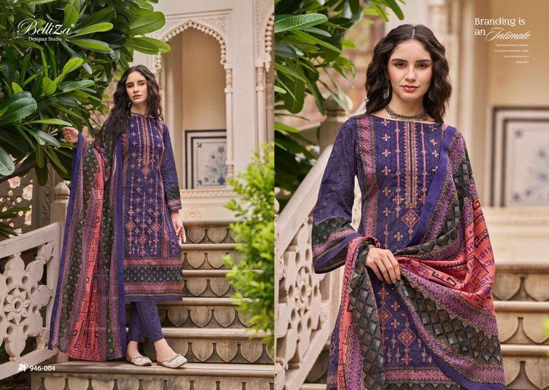Belliza Designer Studio Bin Saeed Vol 5 Cotton Embroidery Designer Salwar Suit