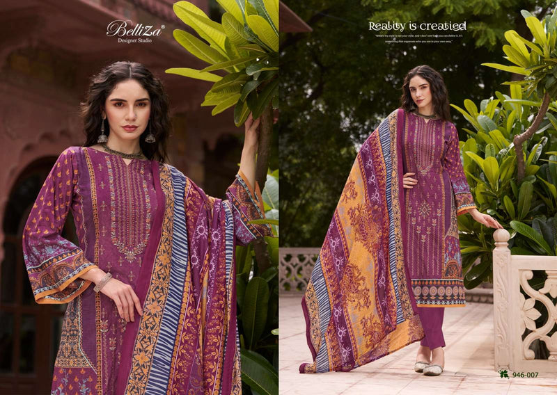 Belliza Designer Studio Bin Saeed Vol 5 Cotton Embroidery Designer Salwar Suit