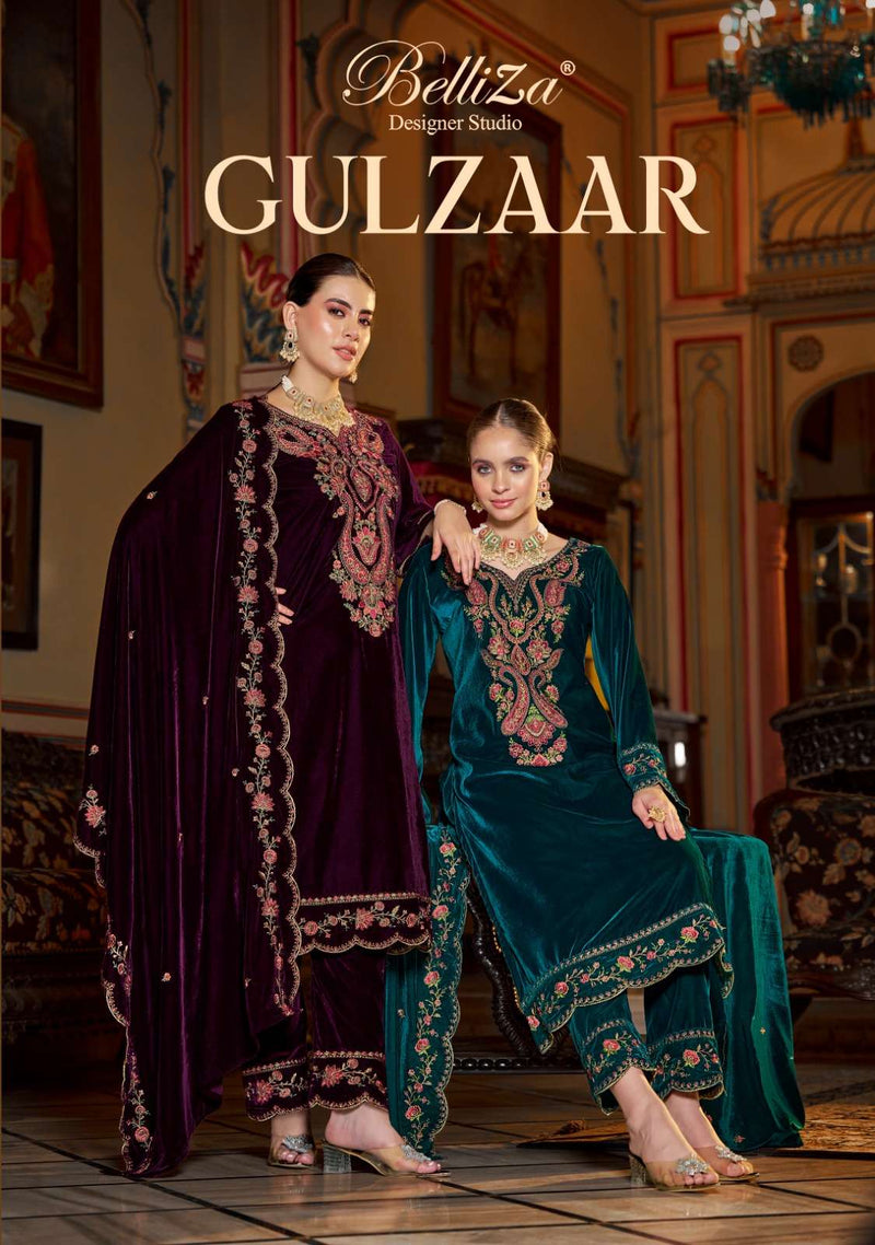Belliza Designer Studio Gulzaar Velvet Heavy Embroidery Work Fancy Suit