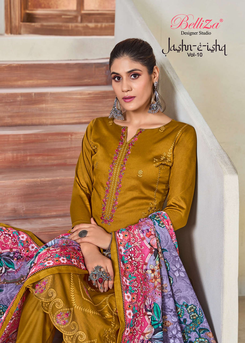 Belliza Designer Studio Jashn E Ishq Vol 10 Jam Cotton Heavy Embroidery Work Designer Salwar Suit