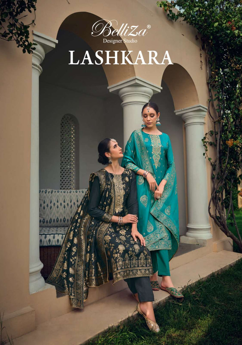 Belliza Designer Studio Lashkara Viscose Dola Jaquard Heavy Embroidery Designer Salwar Suit