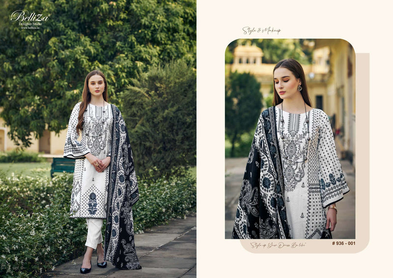 Belliza Designer Studio Naira Black And White 2nd Edition Cotton Digital Prints Heavy Self Embroidery Suit