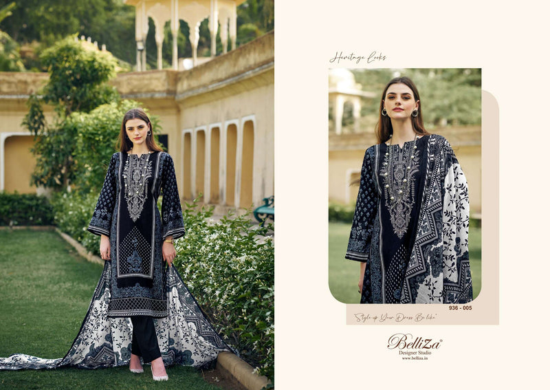 Belliza Designer Studio Naira Black And White 2nd Edition Cotton Digital Prints Heavy Self Embroidery Suit