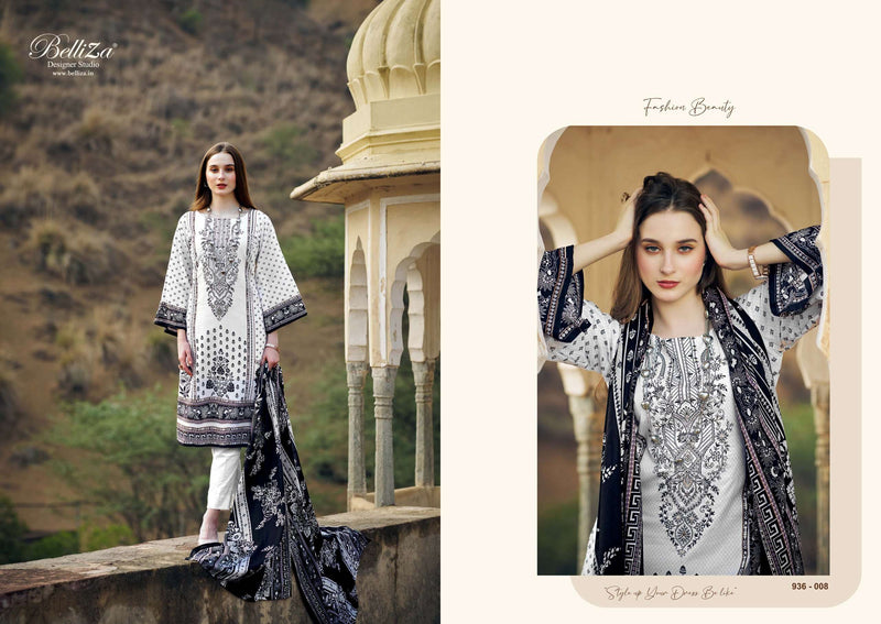 Belliza Designer Studio Naira Black And White 2nd Edition Cotton Digital Prints Heavy Self Embroidery Suit