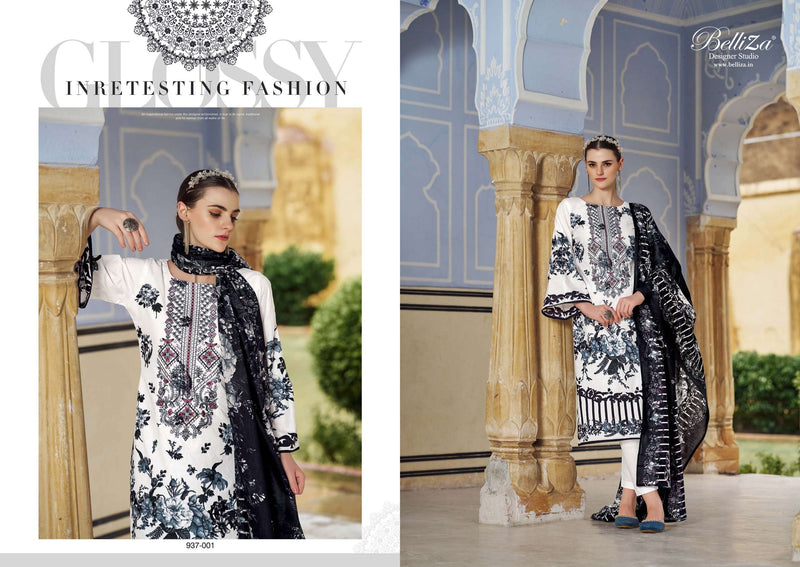 Belliza Designer Studio Naira Black And White 3rd Edition Cotton Digital Print Salwar Kameez