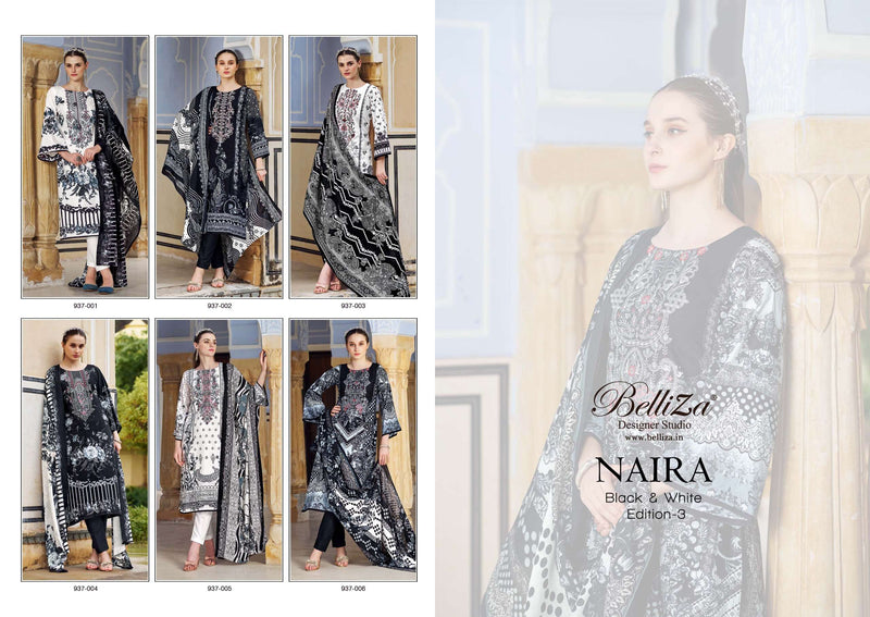 Belliza Designer Studio Naira Black And White 3rd Edition Cotton Digital Print Salwar Kameez
