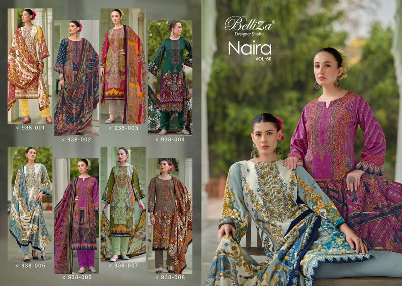Belliza Designer Studio Naira Vol 60 Cotton Digital Prints With Exclusive Heavy Embroidery Work Suit