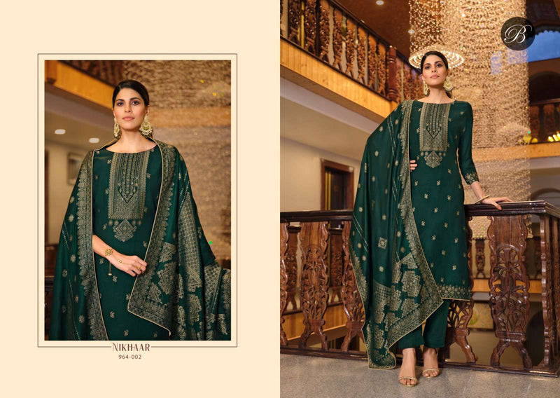Belliza Designer Studio Nikhaar Muslin Jacquard Fancy Salwar Suit