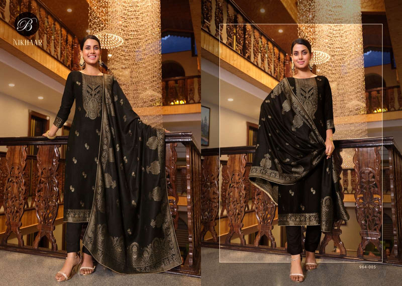 Belliza Designer Studio Nikhaar Muslin Jacquard Fancy Salwar Suit