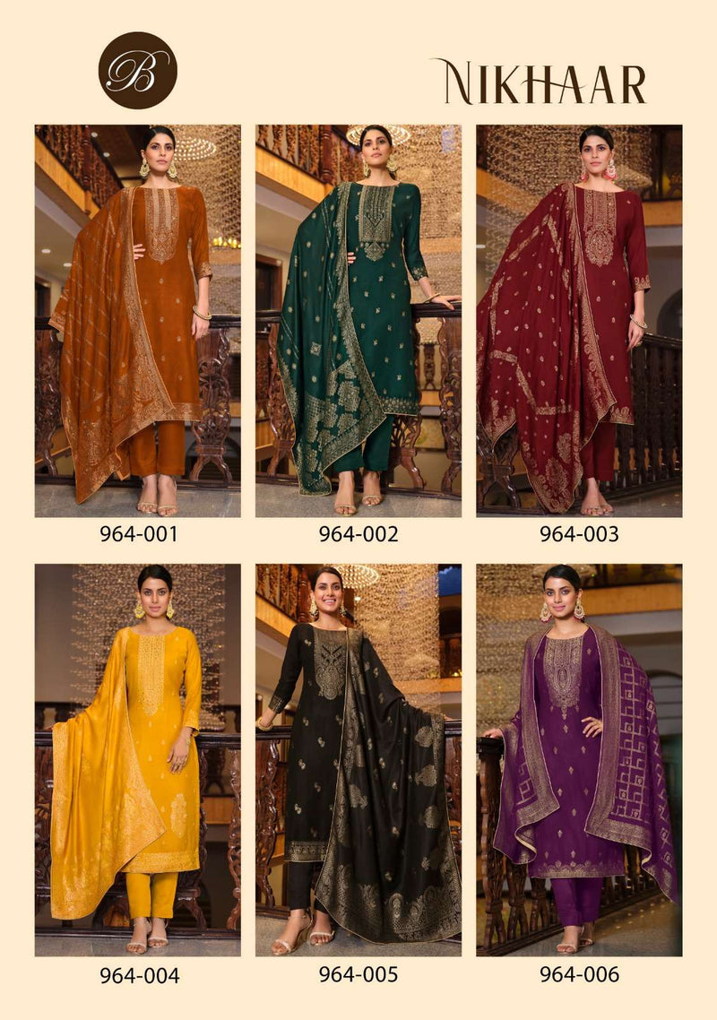 Belliza Designer Studio Nikhaar Muslin Jacquard Fancy Salwar Suit