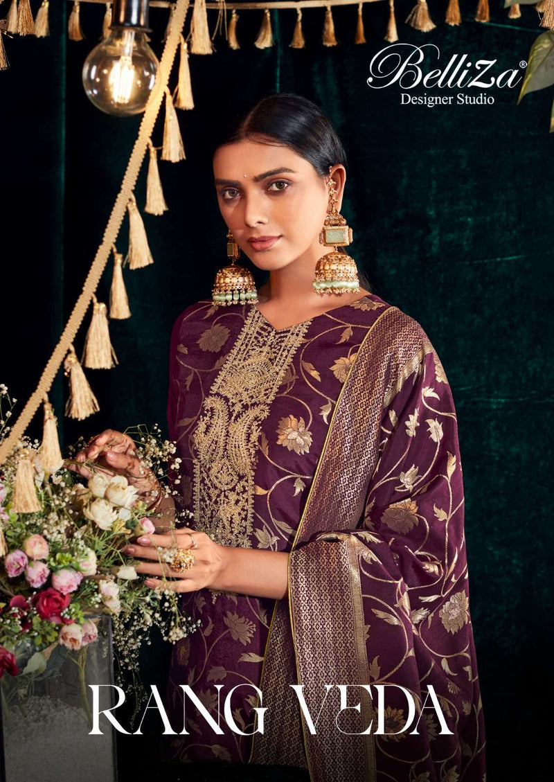 Belliza Designer Studio Rang Veda Dola Jaquard Heavy Embroidery Work Festiv Wear Salwar Suit