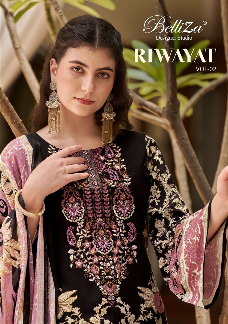Belliza Designer Studio Riwayat Vol 2 Viscose Rayon Digital Print Fancy Salwar Kameez