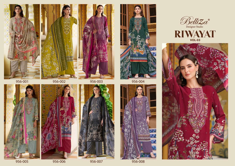 Belliza Designer Studio Riwayat Vol 3 Viscose Rayon Digital Print Fancy Salwar Suit