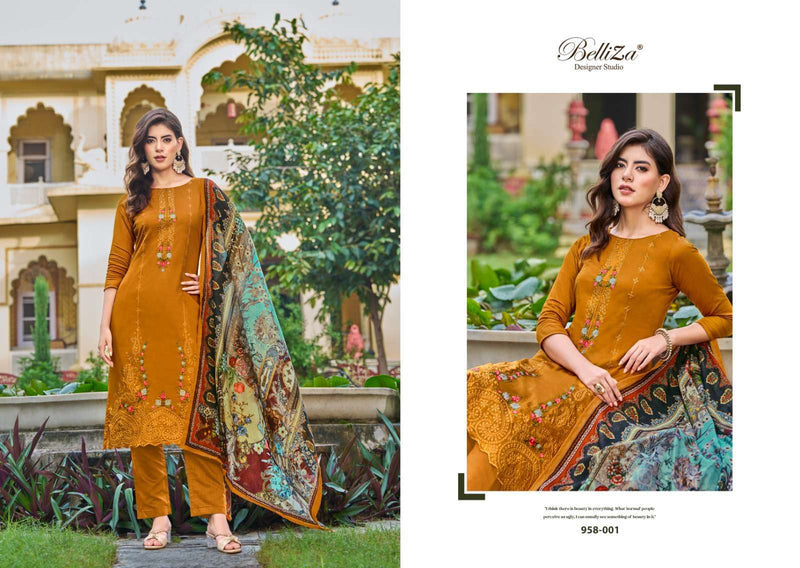 Belliza Designer Studio Zarqash Jam Cotton Heavy Embroidery Work Fancy Salwar Suit