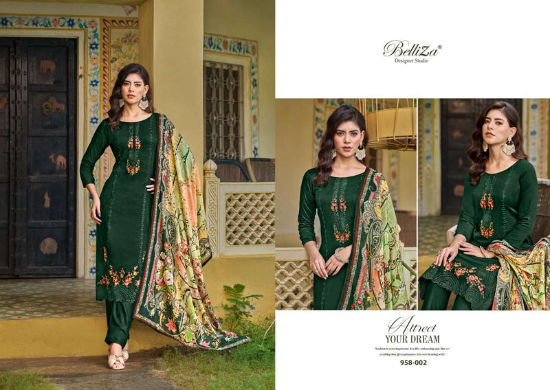 Belliza Designer Studio Zarqash Jam Cotton Heavy Embroidery Work Fancy Salwar Suit