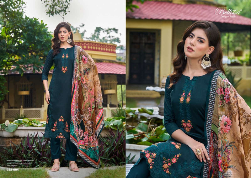 Belliza Designer Studio Zarqash Jam Cotton Heavy Embroidery Work Fancy Salwar Suit
