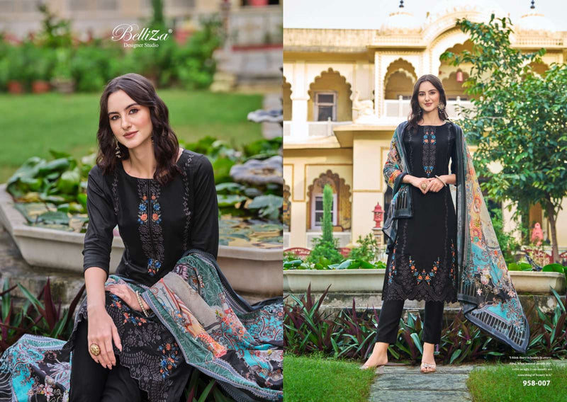Belliza Designer Studio Zarqash Jam Cotton Heavy Embroidery Work Fancy Salwar Suit