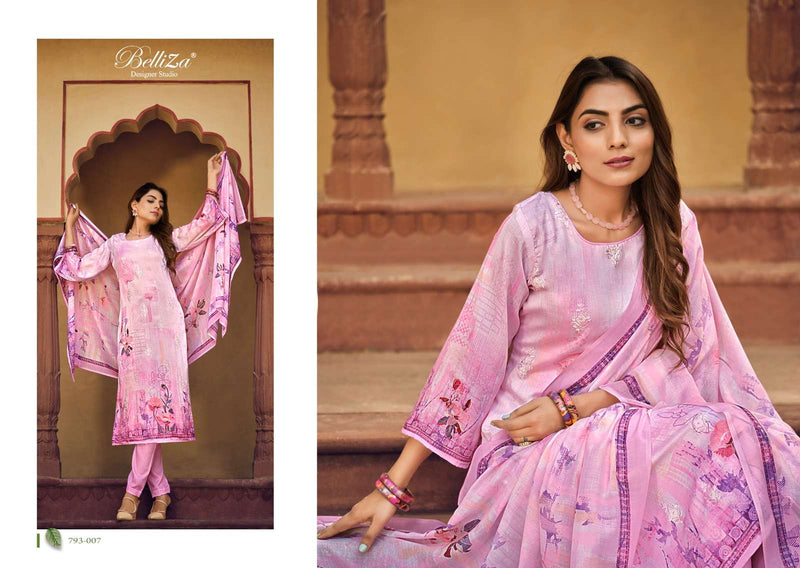 Belliza Present Orchid Adorable Digital Print With Work Cotton Ladies Suits Supplier