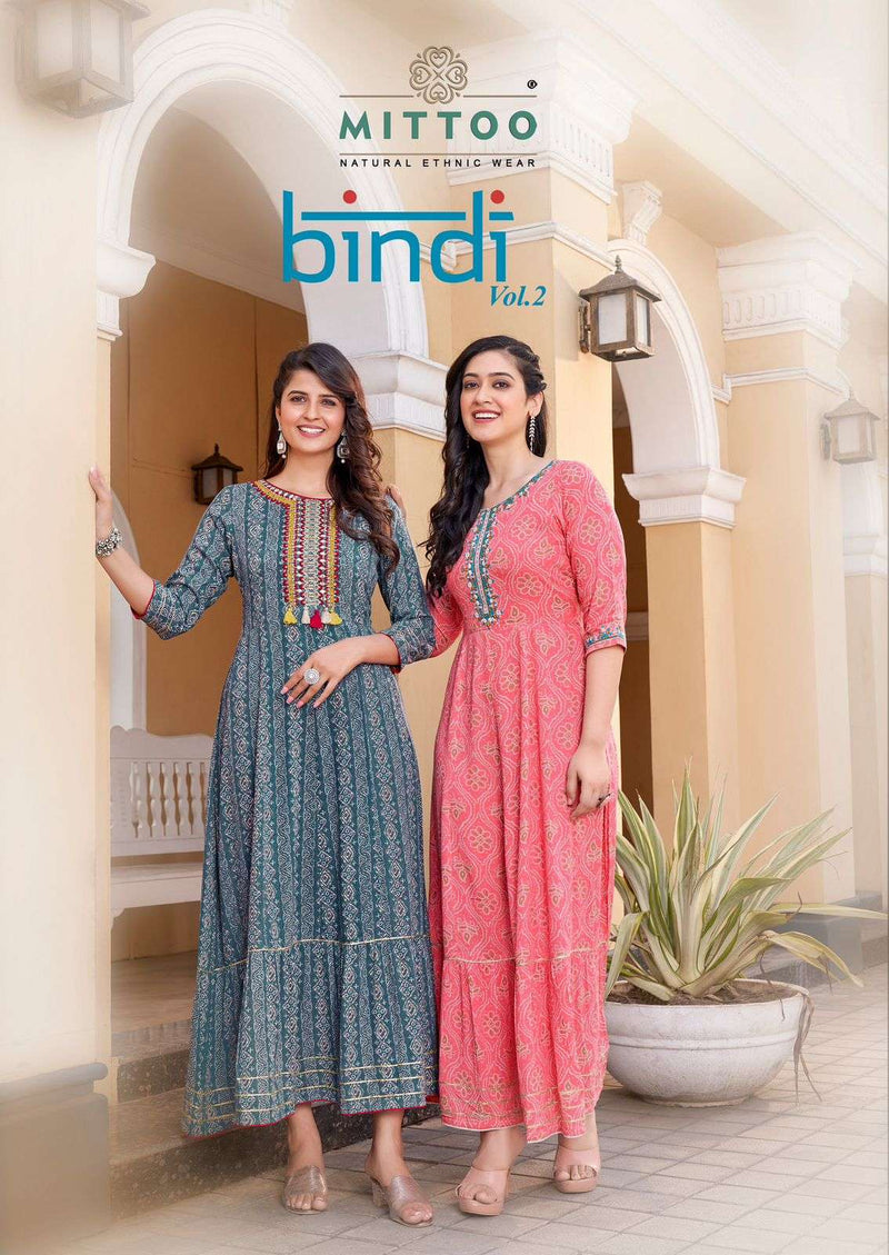 Mittoo Bindi Vol 2 Rayon Print Casual Wear Long Kurti