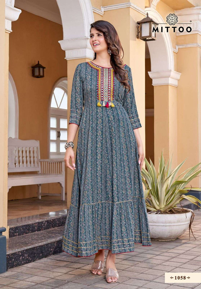 Mittoo Bindi Vol 2 Rayon Print Casual Wear Long Kurti