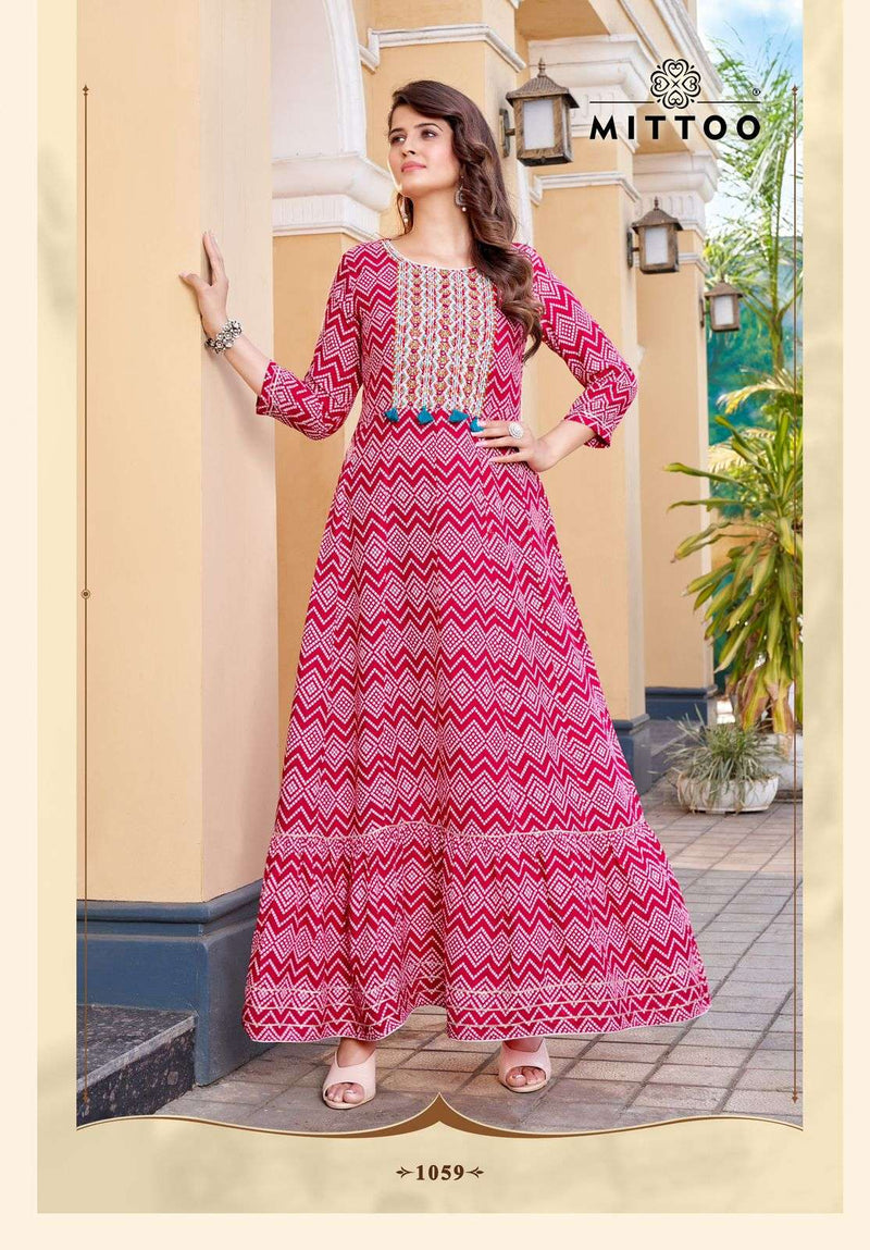Mittoo Bindi Vol 2 Rayon Print Casual Wear Long Kurti